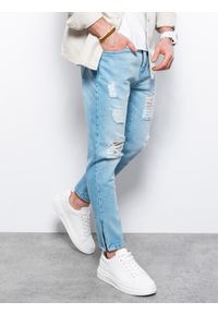 Ombre Clothing - Spodnie męskie jeansowe - jasny niebieski V1 P1028 - XXL. Kolor: niebieski. Materiał: jeans #6