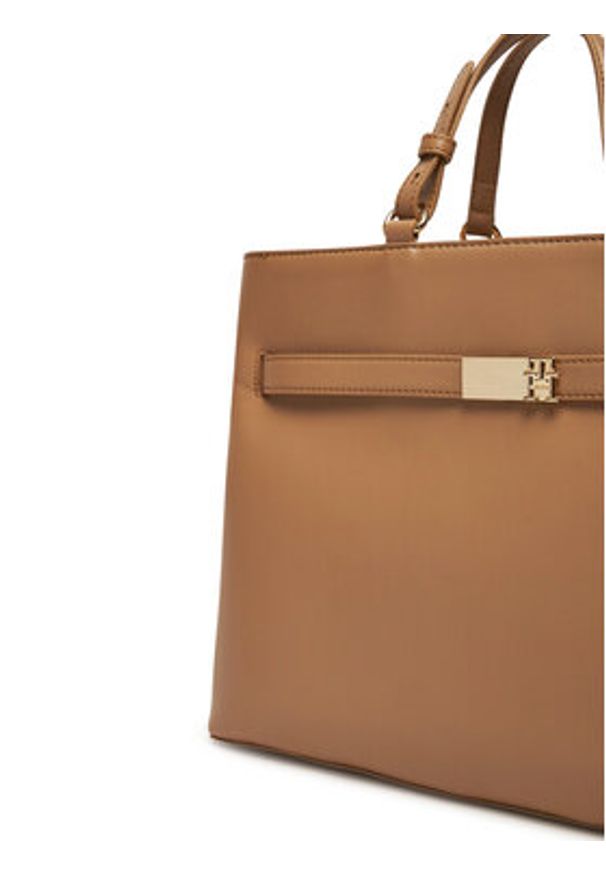 TOMMY HILFIGER - Tommy Hilfiger Torebka Heritage Satchel AW0AW17211 Brązowy. Kolor: brązowy. Materiał: skórzane