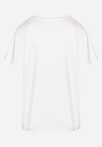 Born2be - Biało-Szary T-shirt z Bawełny z Krótkim Rękawem i Nadrukiem Nuvilla. Kolor: biały. Materiał: bawełna. Długość rękawa: krótki rękaw. Długość: krótkie. Wzór: nadruk. Sezon: lato