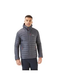 Kurtka puchowa męska Rab Microlight Alpine Jacket z kapturem. Typ kołnierza: kaptur. Kolor: szary. Materiał: puch