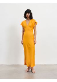 Reserved - Sukienka z wiskozy - pomarańczowy. Kolor: pomarańczowy. Materiał: wiskoza