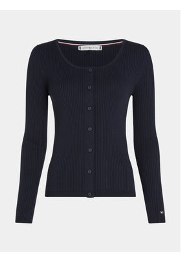 TOMMY HILFIGER - Tommy Hilfiger Kardigan WW0WW38995 Granatowy Slim Fit. Kolor: niebieski. Materiał: syntetyk
