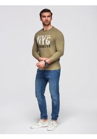 Ombre Clothing - Męskie spodnie JOGGERY jeansowe z efektem sprania - niebieskie V2 - Rozmiar: XL. Okazja: na co dzień. Kolor: niebieski. Materiał: jeans. Wzór: aplikacja. Styl: casual, elegancki #3