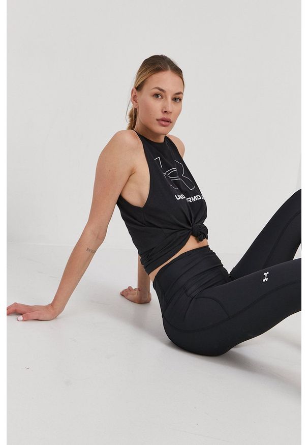 Under Armour - Legginsy. Kolor: czarny. Materiał: dzianina