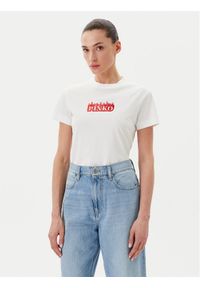 Pinko - PINKO T-Shirt Trapani 105050 A2D6 Biały Regular Fit. Kolor: biały. Materiał: bawełna