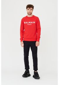 Balmain - BALMAIN Czerwona męska bluza Printed Sweatshirt, Rozmiar L. Kolor: czerwony #4