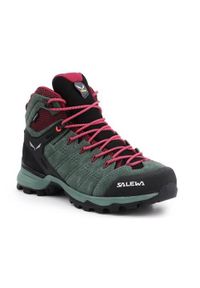 Buty trekkingowe damskie Salewa WS Alp Mate Mid WP. Wysokość cholewki: za kostkę. Zapięcie: sznurówki. Kolor: czerwony, zielony, wielokolorowy, szary. Materiał: materiał, syntetyk. Szerokość cholewki: normalna