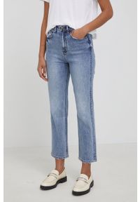 Desigual jeansy damskie high waist. Stan: podwyższony. Kolor: niebieski