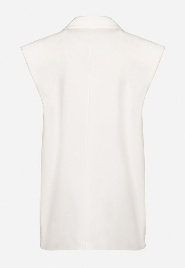 Born2be - Biała Kamizelka Garniturowa z Usztywnionymi Ramionami Ellavessa. Okazja: na co dzień. Kolor: biały. Materiał: jeans. Styl: casual, elegancki