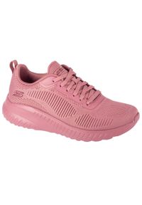 skechers - Buty do chodzenia damskie Skechers Memory Foam Bobs Squad Chaos. Zapięcie: sznurówki. Kolor: różowy. Materiał: materiał, syntetyk, tkanina. Szerokość cholewki: normalna. Sport: turystyka piesza