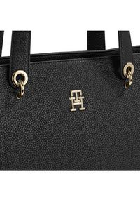 TOMMY HILFIGER - Tommy Hilfiger Torebka Th Emblem Tote AW0AW15178 Czarny. Kolor: czarny. Materiał: skórzane