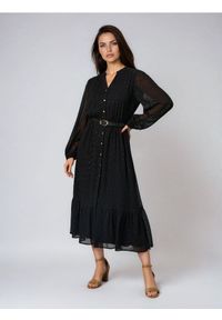 Sinsay - Sukienka midi szmizjerka - czarny. Kolor: czarny. Typ sukienki: szmizjerki. Długość: midi #1