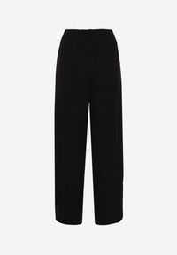 Renee - Czarne Szerokie Spodnie z Wiskozą z Gumką w Pasie Lealirre. Okazja: na co dzień. Kolor: czarny. Materiał: wiskoza. Wzór: gładki. Styl: casual #4