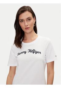 TOMMY HILFIGER - Tommy Hilfiger T-Shirt Script WW0WW42589 Biały Regular Fit. Kolor: biały. Materiał: bawełna