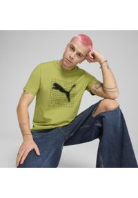 Puma - Męska koszulka z grafiką PUMATECH PUMA Sea Kelp Green. Kolor: zielony. Materiał: guma. Wzór: kolorowy, nadruk. Sport: fitness