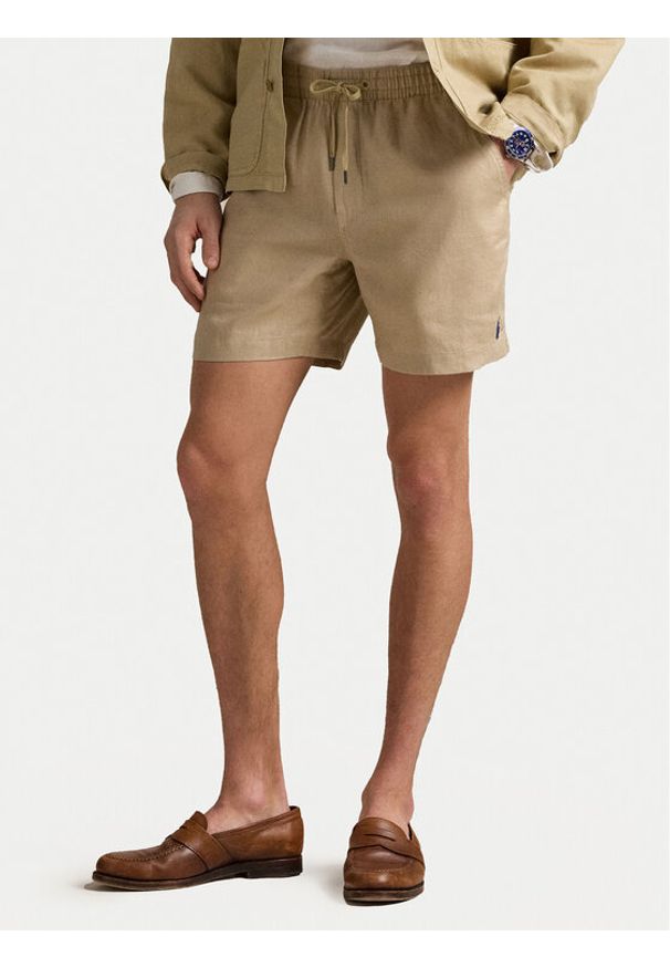 Polo Ralph Lauren Szorty materiałowe 710958586002 Beżowy Classic Fit. Kolor: beżowy. Materiał: len