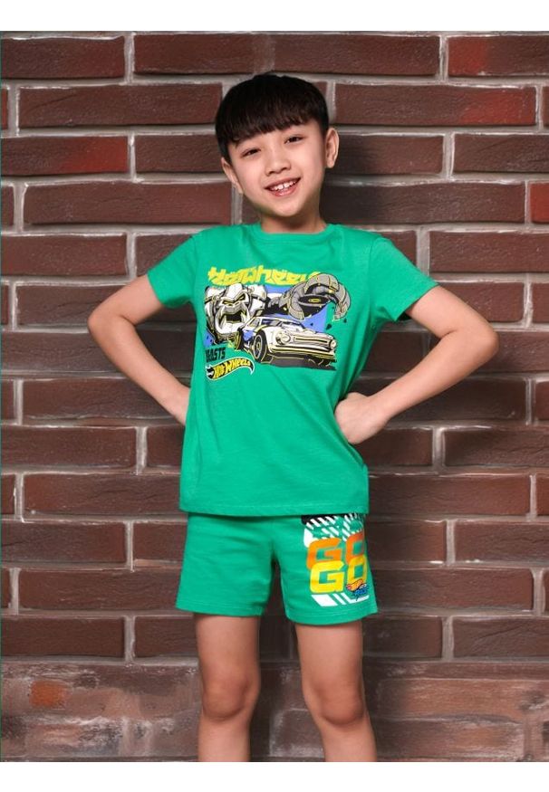Sinsay - Szorty Hot Wheels - zielony. Kolor: zielony. Wzór: nadruk