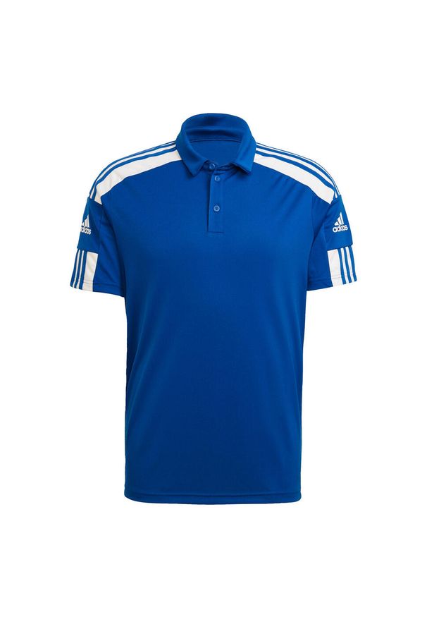 Koszulka polo do piłki nożnej męska Adidas Squadra 21 Polo z krótkim rękawem. Typ kołnierza: polo. Kolor: biały, wielokolorowy, niebieski. Długość rękawa: krótki rękaw. Długość: krótkie