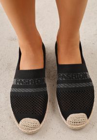 Renee - Czarne Espadryle z Plecioną Cholewką przed Kostkę Mokosa. Okazja: na co dzień. Wysokość cholewki: przed kostkę. Kolor: czarny. Materiał: jeans. Szerokość cholewki: normalna. Wzór: aplikacja. Sezon: lato. Styl: boho, elegancki, wakacyjny, casual #8