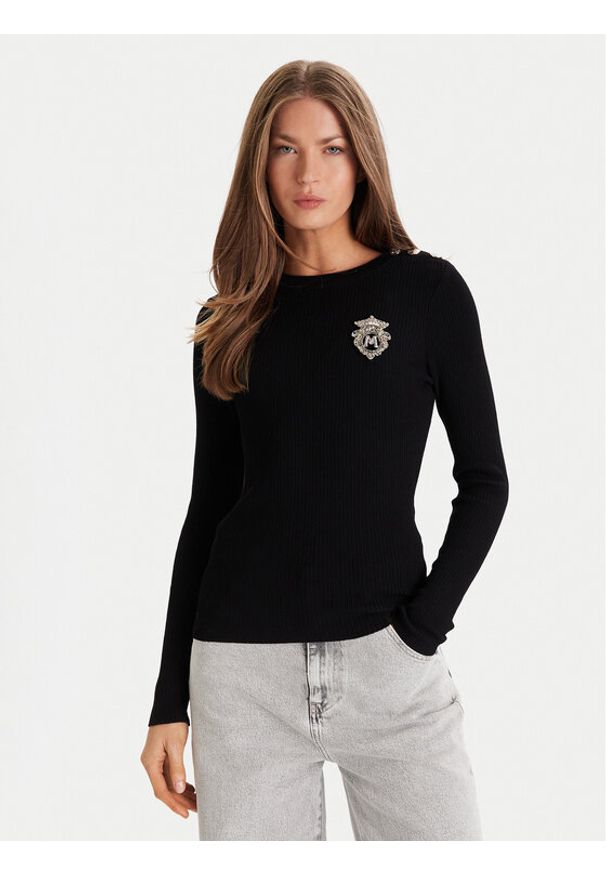 Morgan Sweter 252-MRAYU Czarny Slim Fit. Kolor: czarny. Materiał: syntetyk