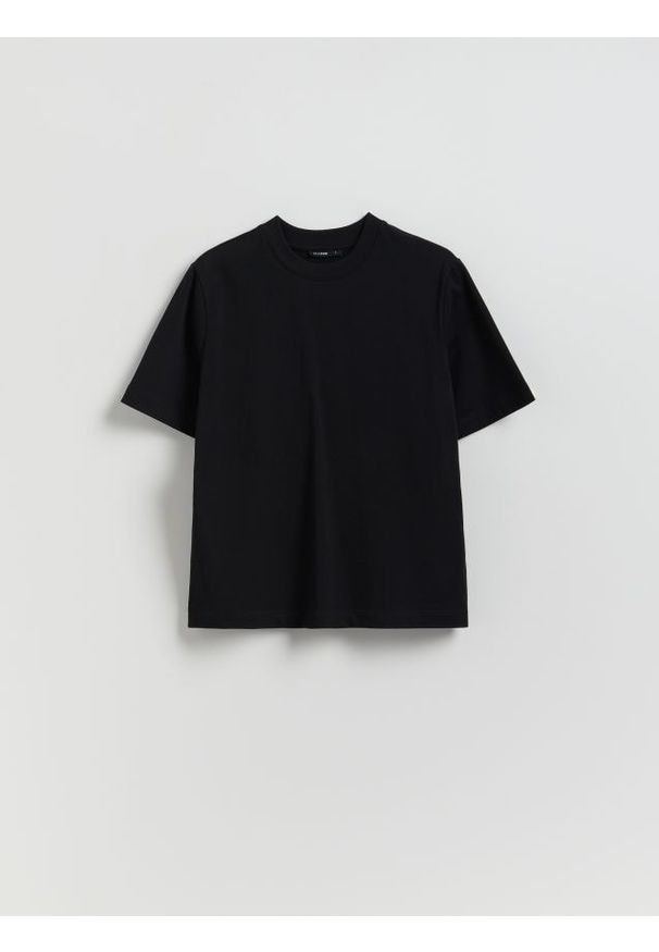 Reserved - Bawełniany t-shirt - czarny. Kolor: czarny. Materiał: bawełna