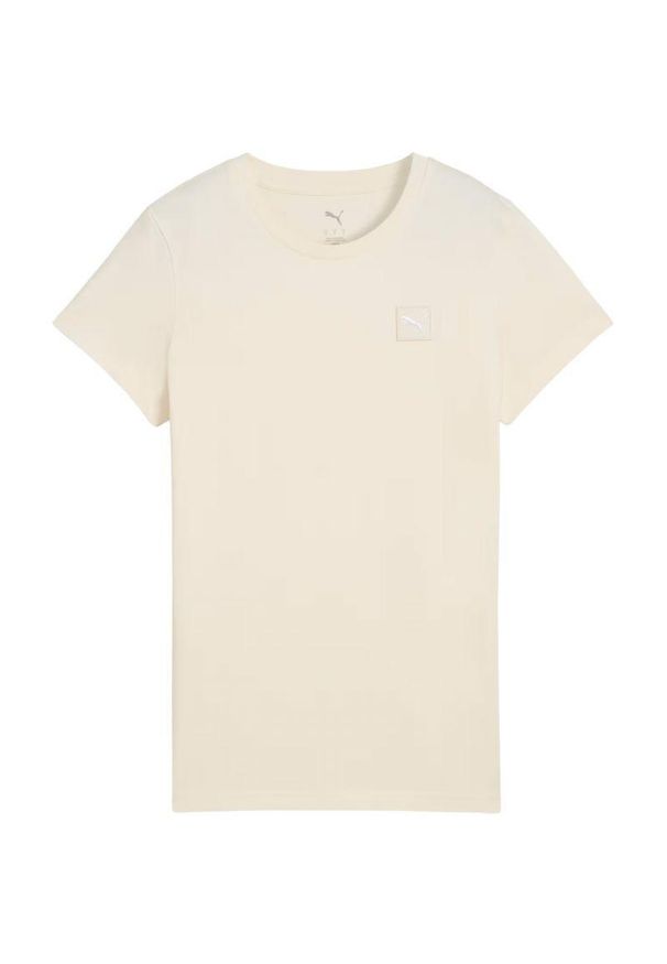 Puma - T-shirt Damski ESS Elevated. Kolor: beżowy. Sport: turystyka piesza