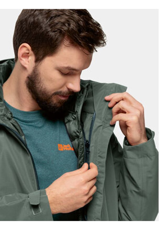 Jack Wolfskin Kurtka puchowa Pilvi Down Jkt 1207701 Zielony Regular Fit. Kolor: zielony. Materiał: syntetyk
