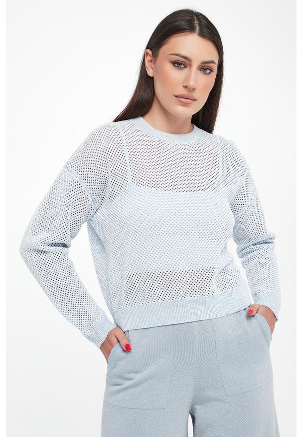 Sweter damski ażurowy z cekinami PESERICO. Wzór: ażurowy