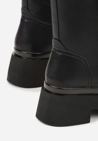 Born2be - Czarne Botki Workery na Grubej Podeszwie Tuseena. Okazja: na co dzień. Kolor: czarny. Materiał: jeans. Styl: casual #3