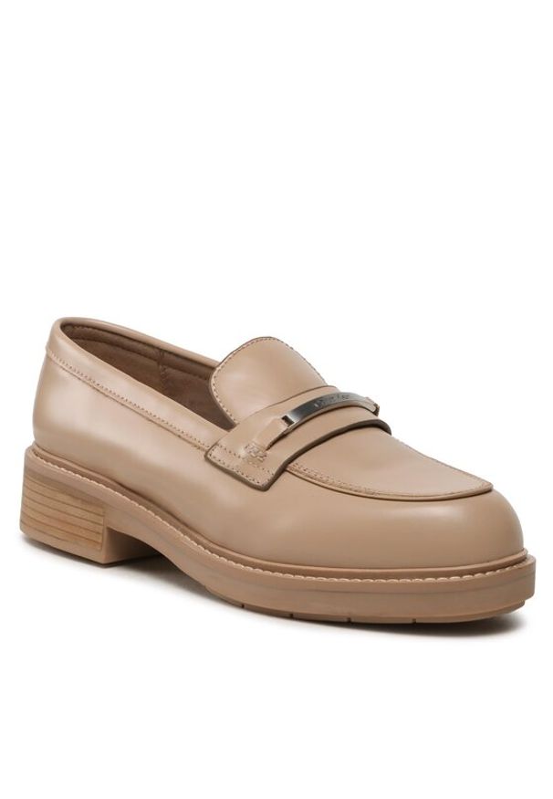 Calvin Klein Loafersy Rubber Sole Loafer W/Hw HW0HW01791 Beżowy. Kolor: beżowy. Materiał: skóra