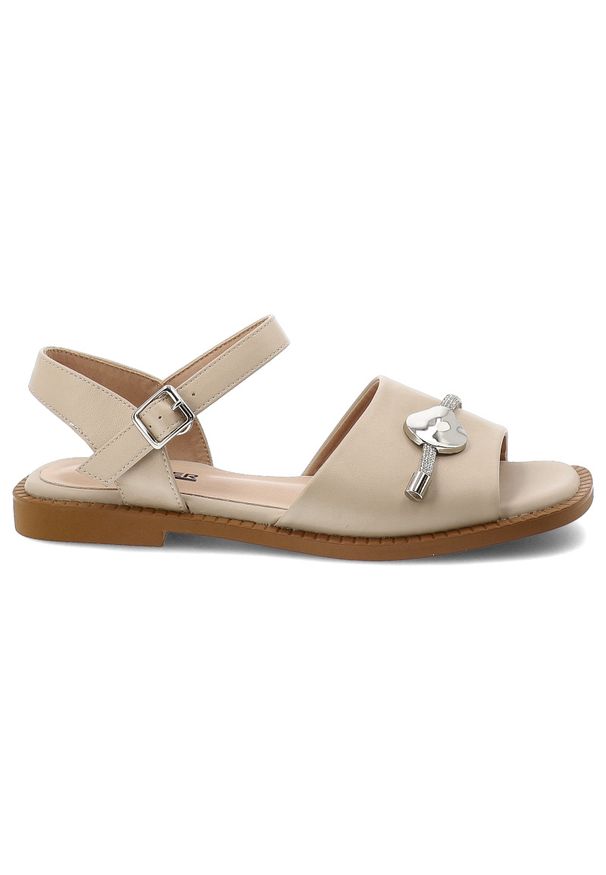 Sandały damskie Artiker, cholewka ze skóry naturalnej licowej pasek wokół kostki z regulacją na klamrę, beżowe, 58C1605. Zapięcie: klamry. Kolor: beżowy. Materiał: skóra