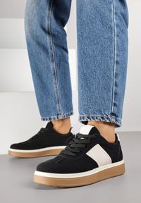 Born2be - Czarne Sneakersy w Stylu Tenisówek Larrive. Okazja: na co dzień. Kolor: czarny. Materiał: jeans, dresówka