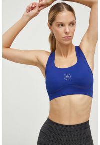 Adidas by Stella McCartney - adidas by Stella McCartney biustonosz sportowy TruePurpose kolor niebieski. Kolor: niebieski. Materiał: skóra, dzianina, materiał. Rodzaj stanika: wyciągane miseczki. Wzór: ze splotem. Sport: fitness, taniec #1