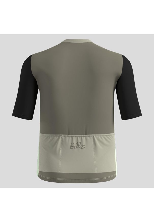 Koszulka kolarska Odlo Essential Heritage Print T-Shirt S/U Collar S/S Full Zip. Kolor: biały. Wzór: nadruk. Sport: kolarstwo