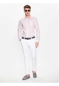 Guess Koszula Island M2YH44 WERX0 Różowy Slim Fit. Kolor: różowy. Materiał: len