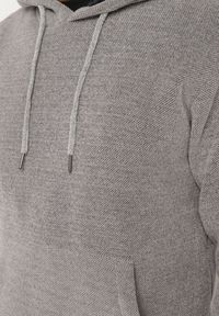 Born2be - Szara Bluza z Wełną i Kapturem Ozdobiona Sznurkami Karitta. Kolor: szary. Materiał: wełna. Wzór: aplikacja #2