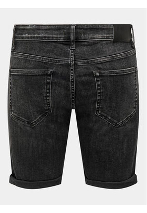 Only & Sons Szorty jeansowe 22025192 Czarny Slim Fit. Kolor: czarny. Materiał: bawełna