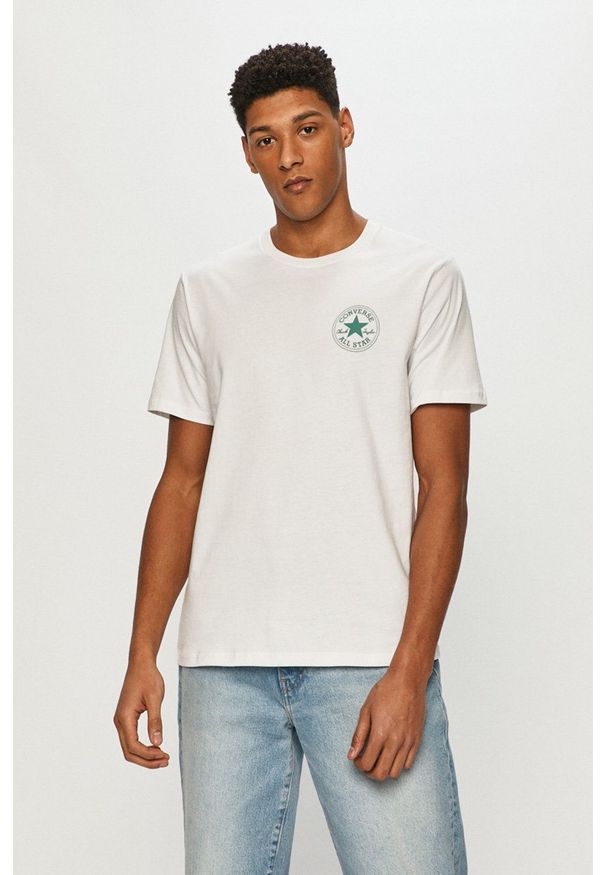 Converse - T-shirt. Okazja: na co dzień. Kolor: biały. Wzór: nadruk. Styl: casual