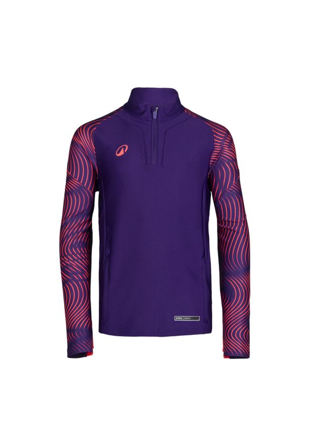 KIPSTA - Bluza piłkarska na krótki suwak dla dzieci Kipsta Viralto Wavy Club. Kolor: wielokolorowy, różowy, fioletowy. Materiał: materiał, poliester, elastan. Długość: krótkie. Sport: piłka nożna