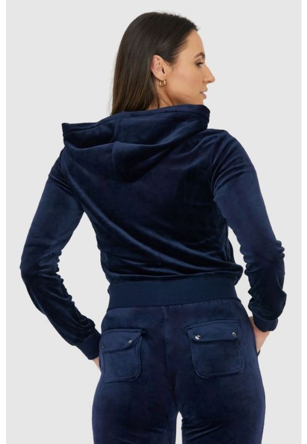 Juicy Couture - JUICY COUTURE Granatowa damska bluza Robertson Hodie, Rozmiar L. Kolor: niebieski