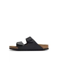 Klapki turystyczne uniseks Birkenstock Arizona 791. Zapięcie: bez zapięcia. Kolor: czarny. Materiał: materiał, syntetyk, tkanina. Szerokość cholewki: normalna. Sport: turystyka piesza
