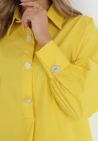 Born2be - Żółta Koszula Bawełniana Trapezowa Hazala. Kolor: żółty. Materiał: bawełna. Długość: długie. Styl: klasyczny, elegancki #4