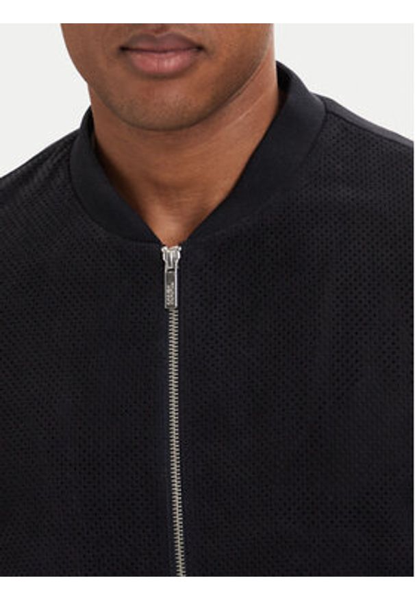 Karl Lagerfeld - KARL LAGERFELD Kurtka skórzana 555011 562411 Granatowy Regular Fit. Typ kołnierza: dekolt w karo. Kolor: niebieski. Materiał: skóra