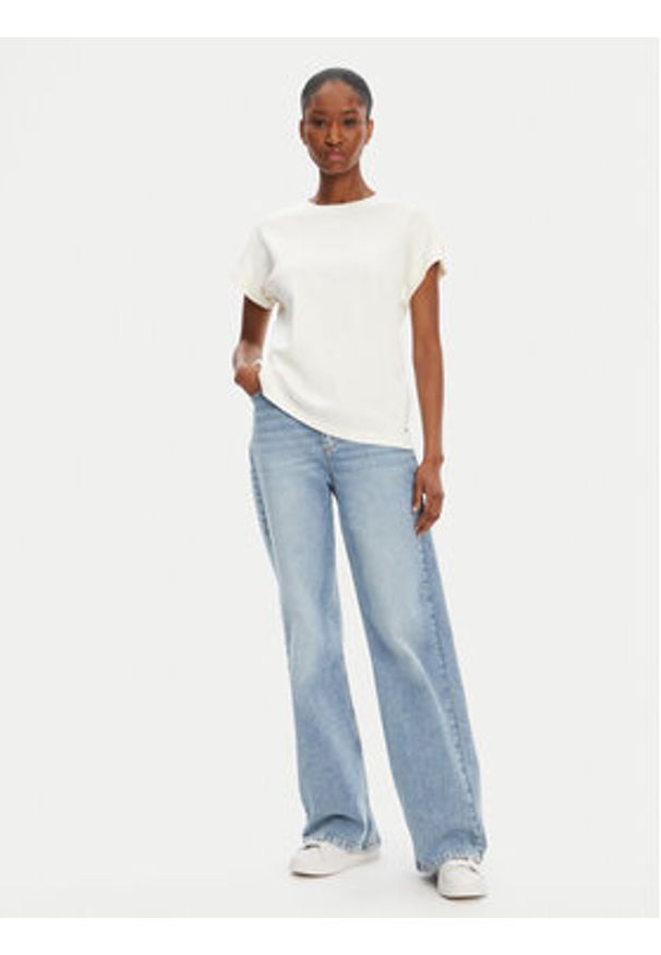 TOMMY HILFIGER - Tommy Hilfiger T-Shirt Gold Button WW0WW45628 Biały Regular Fit. Kolor: biały. Materiał: bawełna