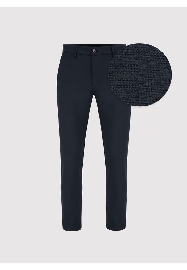 Pako Lorente - PAKO LORENTE – Casualowe granatowe spodnie męskie. Okazja: na co dzień. Kolor: niebieski. Materiał: poliester, wiskoza, elastan. Wzór: gładki. Sezon: jesień. Styl: casual