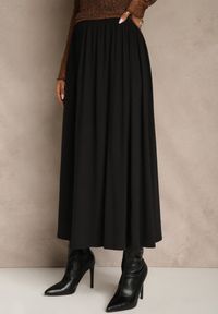 Renee - Czarna Rozkloszowana Spódnica z Bawełny Tussala. Kolor: czarny. Materiał: bawełna. Styl: elegancki #5