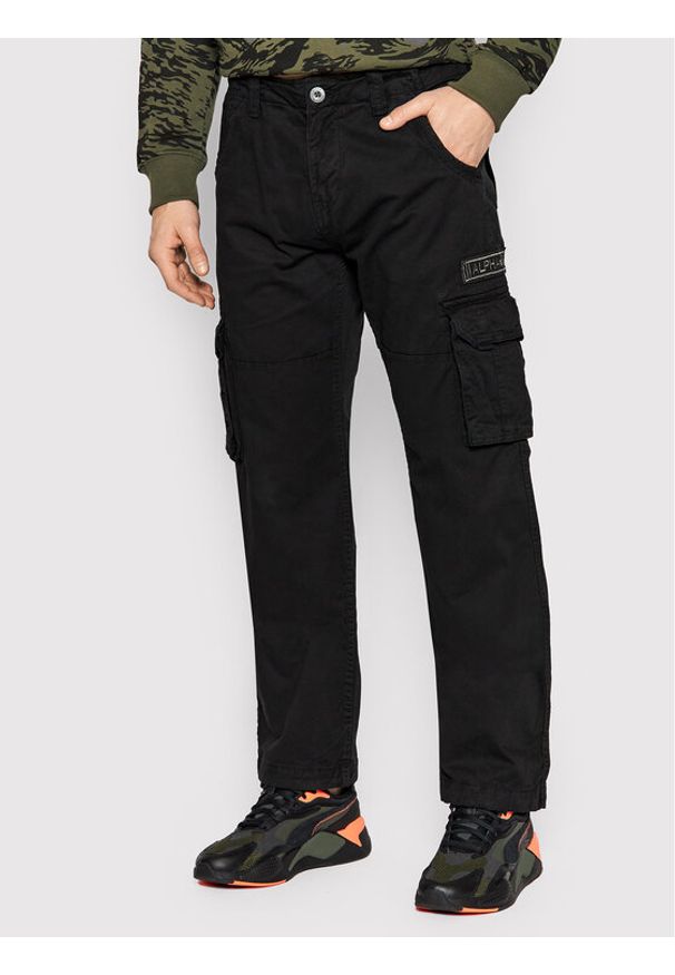 Alpha Industries Spodnie materiałowe Jet 101212 Czarny Straight Fit. Kolor: czarny. Materiał: bawełna