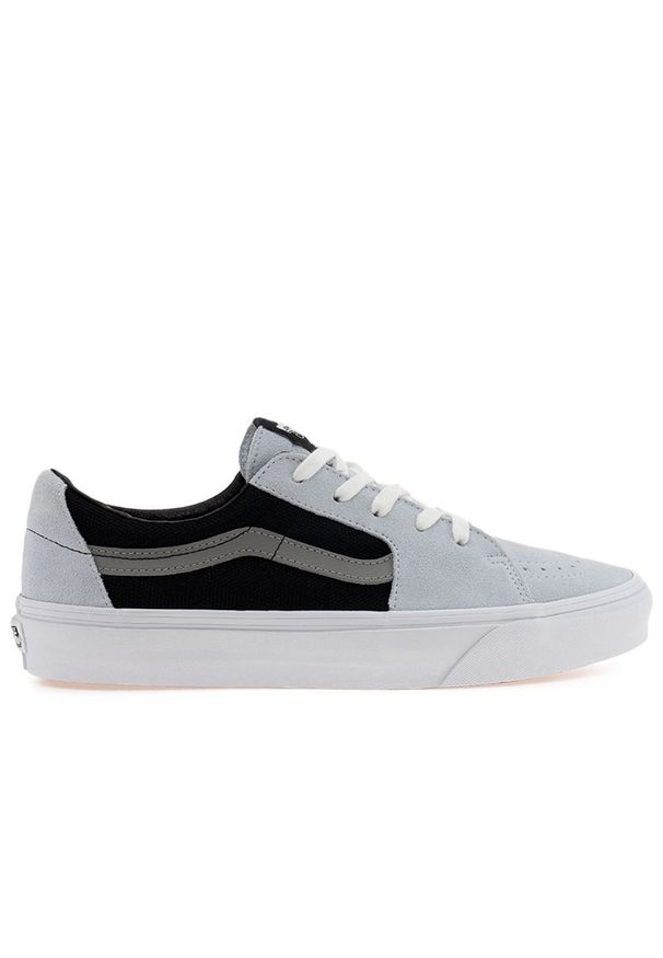 Buty Vans SK8-Low VN0A5KXDLBK1 - niebieskie. Okazja: na co dzień. Zapięcie: sznurówki. Kolor: niebieski. Materiał: materiał, zamsz, guma. Szerokość cholewki: normalna. Model: Vans SK8