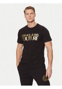 Versace Jeans Couture T-Shirt 78GAHT05 Czarny Regular Fit. Kolor: czarny. Materiał: bawełna