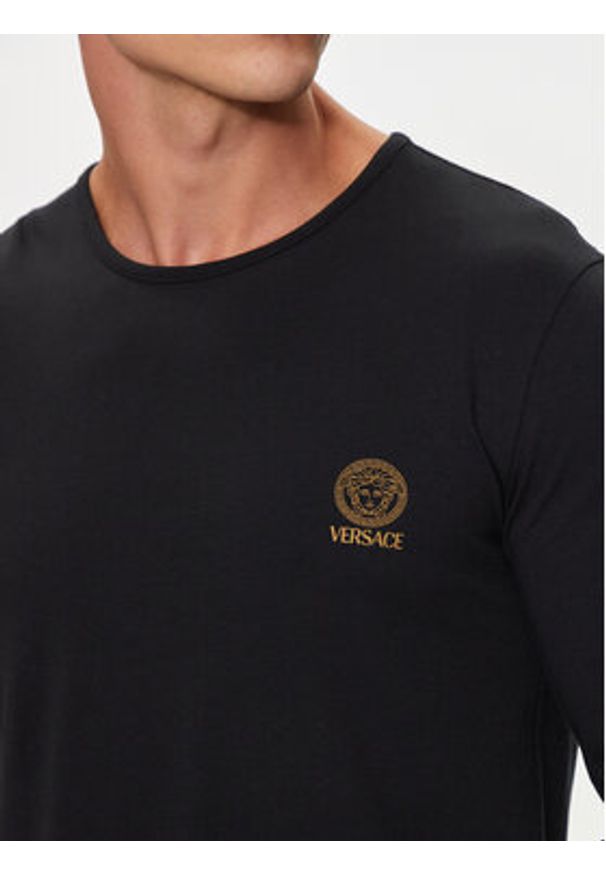 VERSACE - Versace Longsleeve AUU01007 1A10011 Czarny Regular Fit. Kolor: czarny. Materiał: bawełna. Długość rękawa: długi rękaw